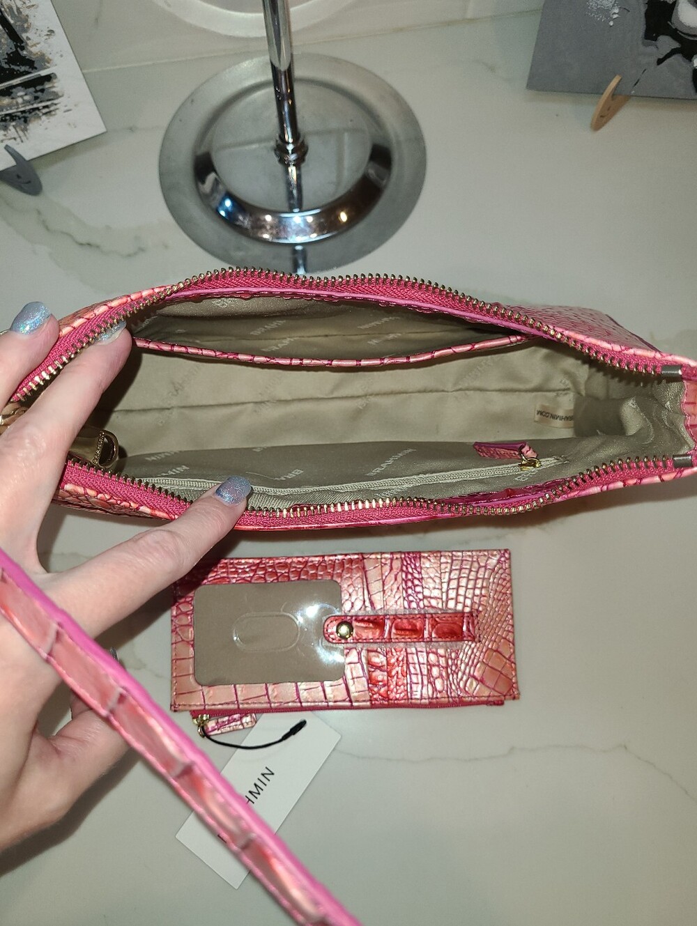 Brahmin Esme In Cupid Ombre Pristine & NWT matching Credit Card Wallet - Picture 8 of 13